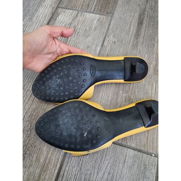 Tod's Yellow Leather Kitten Heel Sandals In Size 36. Clean Outer Sole - Picture 2 of 9